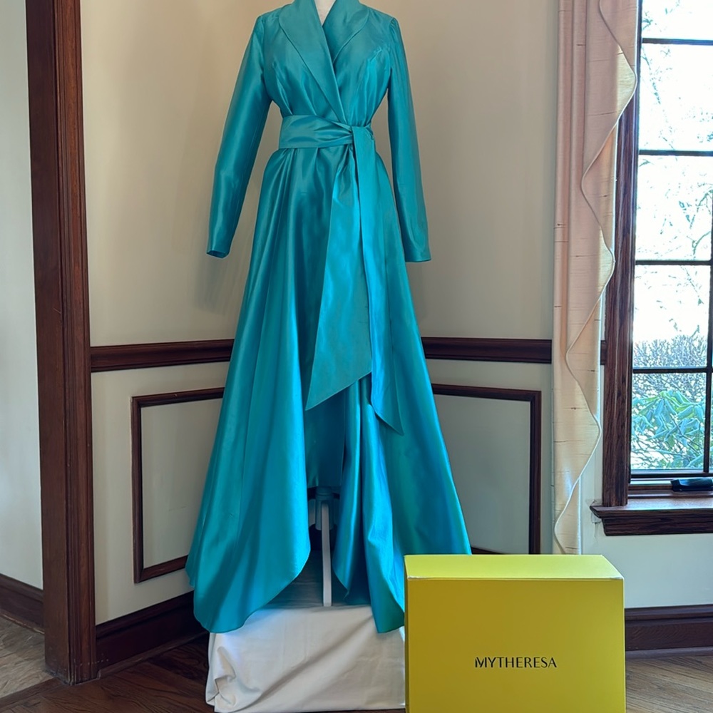 Rasario Silk Turquoise Evening Gown / Mother of Bride Gown - Picture 6 of 16